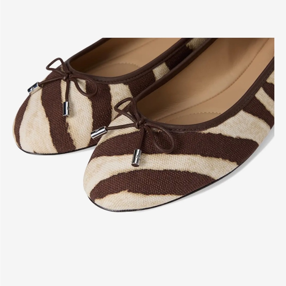 Lauren Ralph Jayna Zebra-print Canvas Flats - Picture 7 of 8